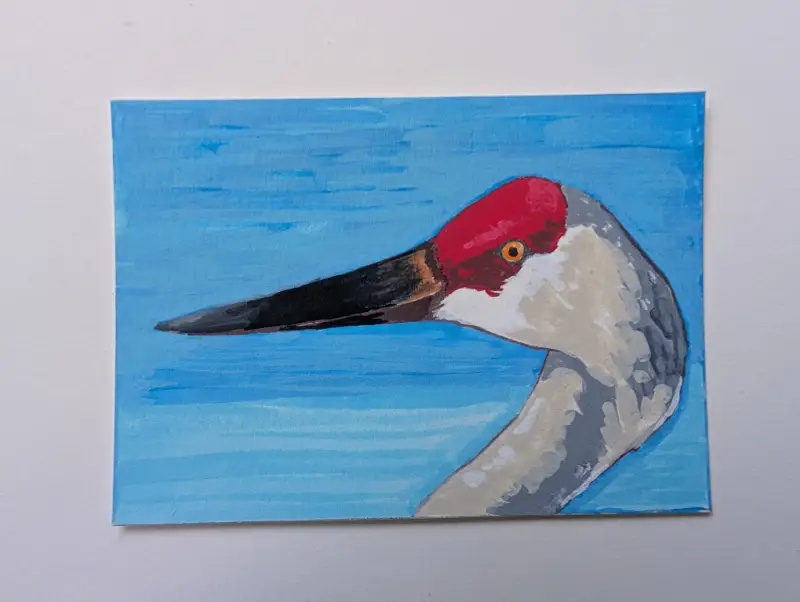 Put a bird on it - Crane aceo art card