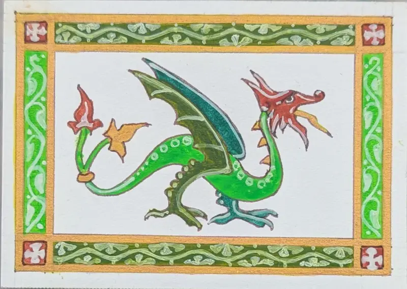 Grassy Green Dragon aceo art card