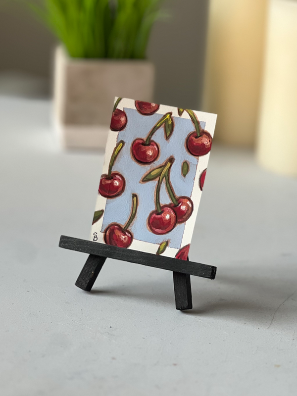 Cherry drop aceo art card