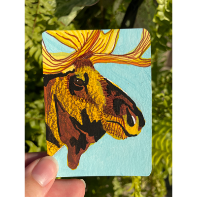 Moose On The Lake aceo art card thumbnail 1