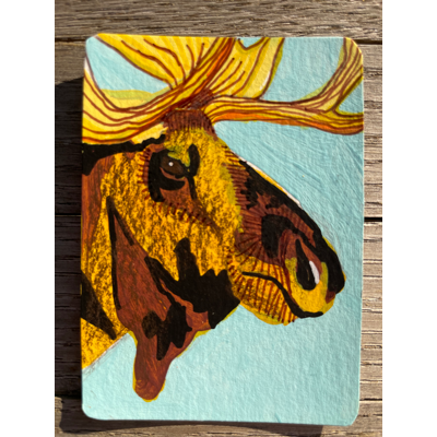 Moose On The Lake aceo art card thumbnail 2