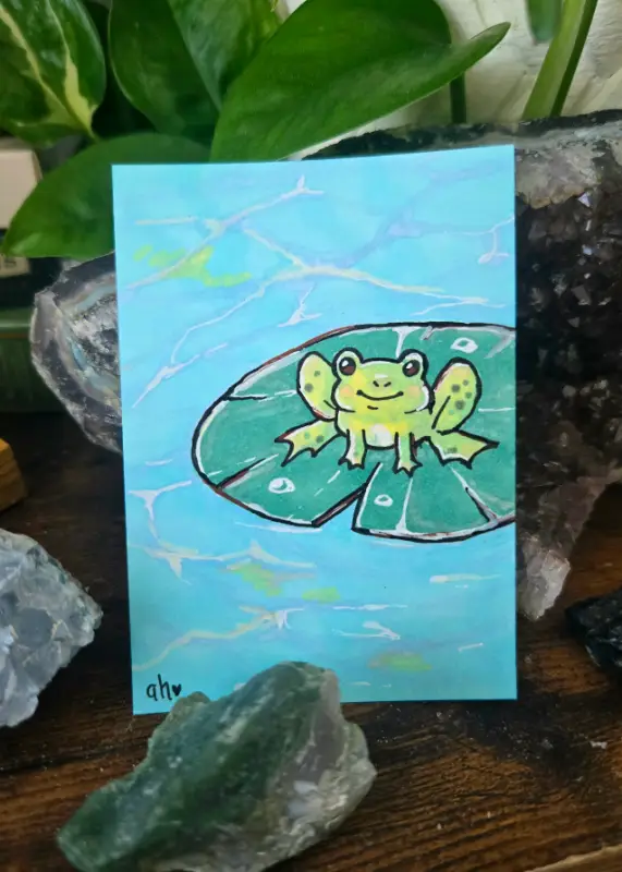 Feeling Froggy - Original ACEO "Life is But a Dream" aceo art card