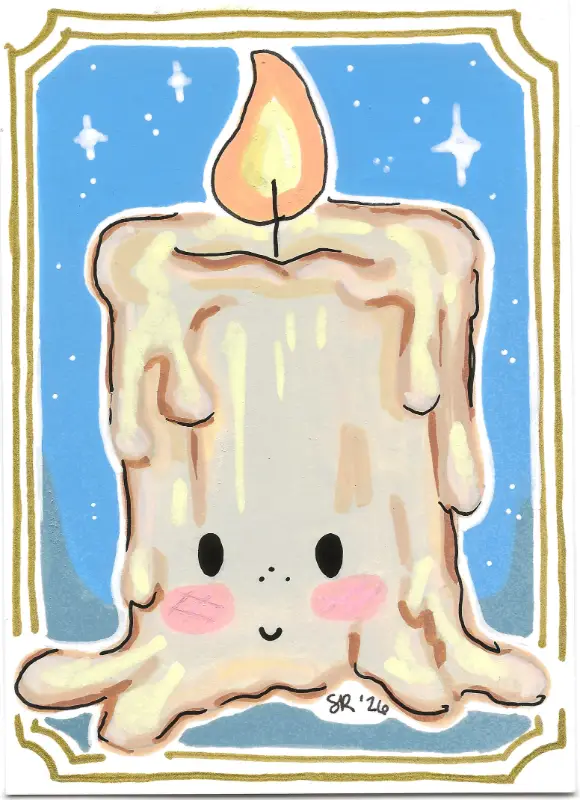 Wick the Melting Candle | MOMENTO MORI Collection | Art with Sara Rose aceo art card