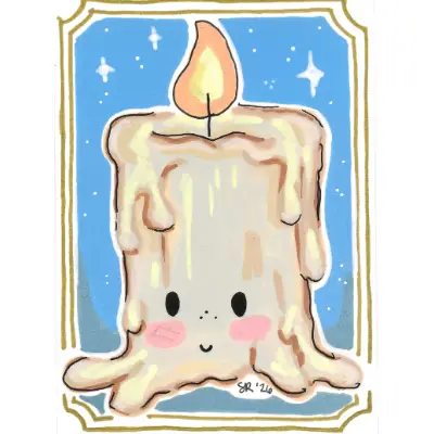 Wick the Melting Candle | MOMENTO MORI Collection | Art with Sara Rose aceo art card thumbnail 1