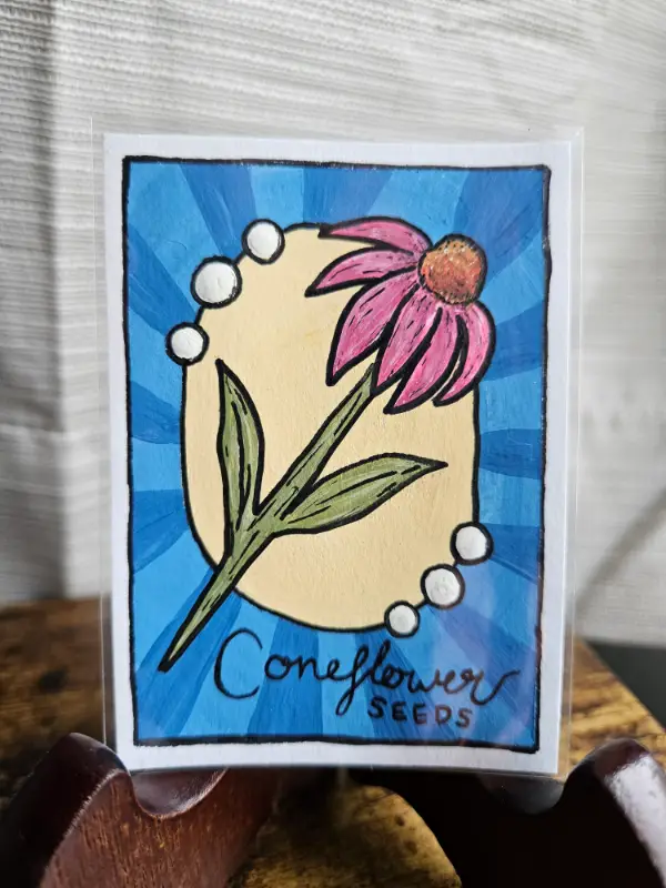 Coneflower Seeds Original Painting aceo art card