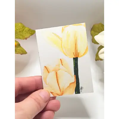 Golden Tulips aceo art card thumbnail 2