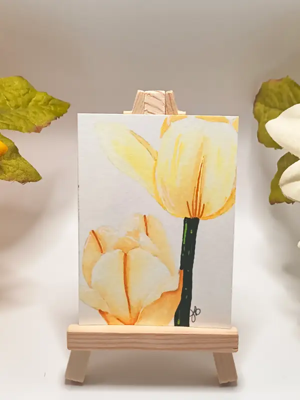 Golden Tulips aceo art card