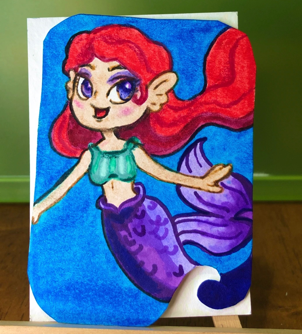 Mermaid Summer Mythology Siren Cartoon Whimsical Whimsy Ocean Illustration Multimedia aceo art card