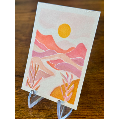 Quiet Rise, Warm Minimalist Landscape aceo art card thumbnail 2