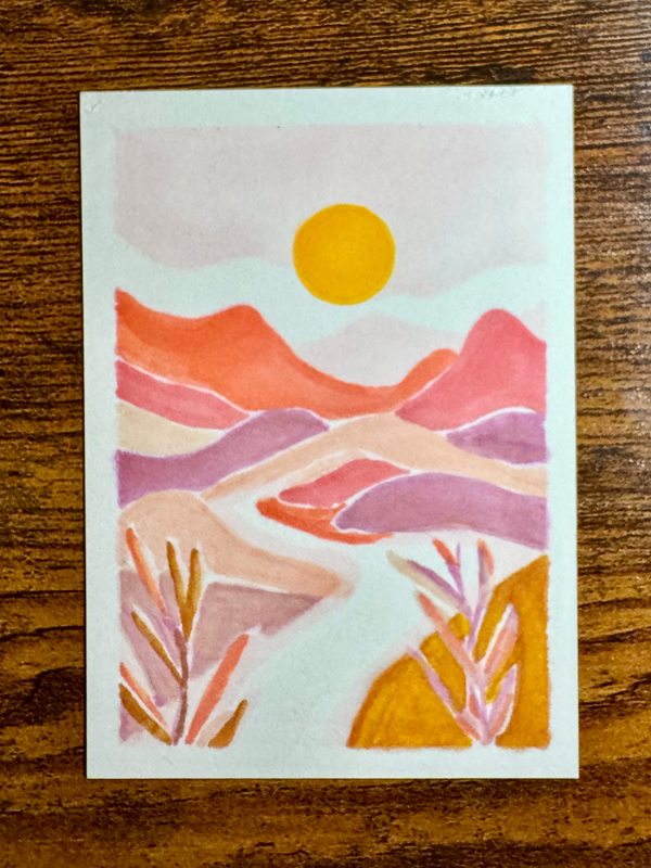 Quiet Rise, Warm Minimalist Landscape aceo art card
