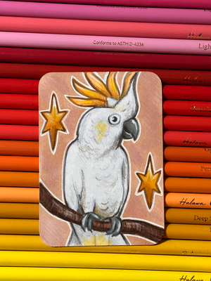 White Cacatua Bird aceo art card thumbnail 1