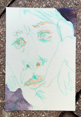 Abstract Portrait by Masha Kos aceo art card thumbnail 1
