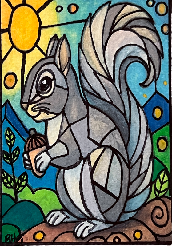 Shari Squirrel aceo art card