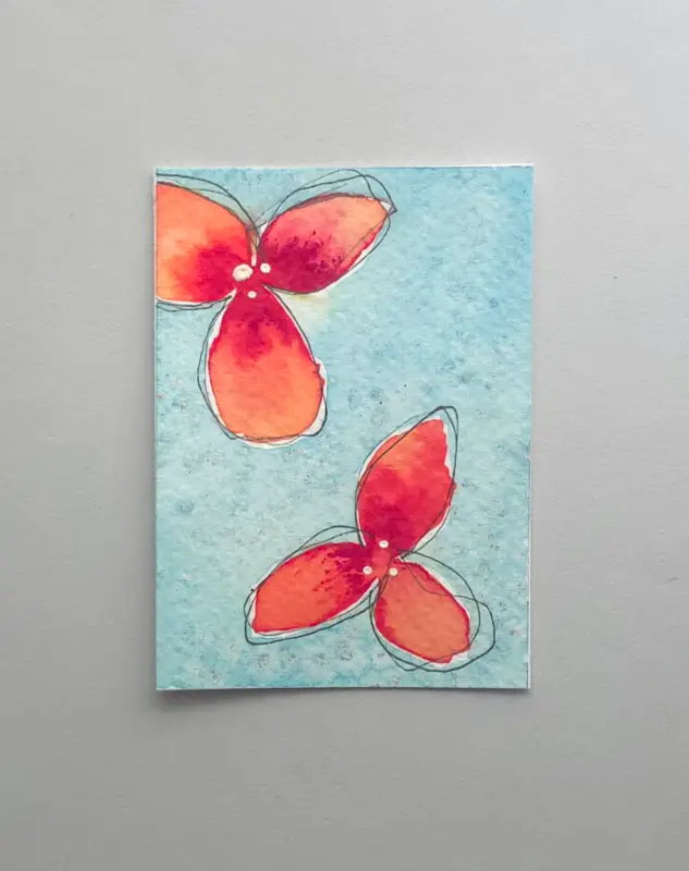 Ruby Flowers 1 & 2 aceo art card
