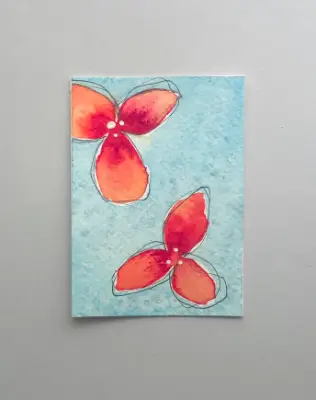 Ruby Flowers 1 & 2 aceo art card thumbnail 1