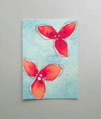 Ruby Flowers 1 & 2 aceo art card thumbnail 2