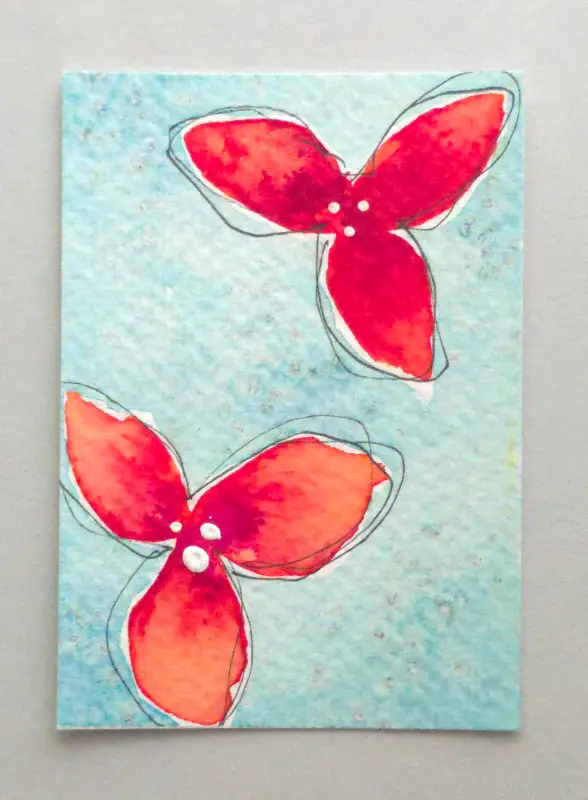 Ruby Flowers 1 & 2 aceo art card