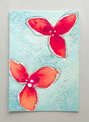 Ruby Flowers 1 & 2 aceo art card thumbnail 1