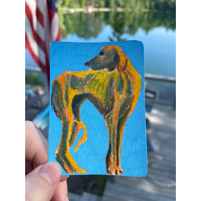 Skinny Dog aceo art card thumbnail 2
