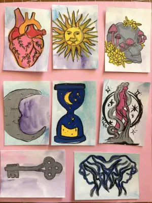Mystical Sun Mixed Media Sawyer Crane Art aceo art card thumbnail 2