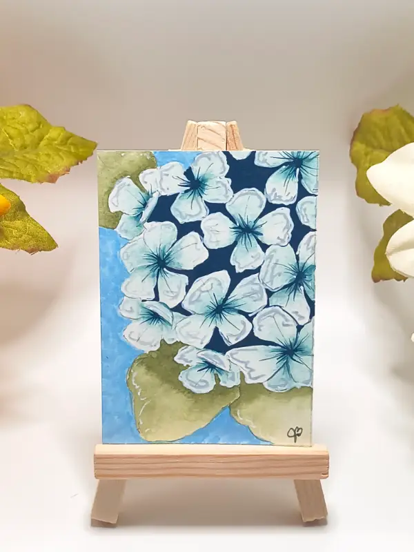 Blue Hydrangea Bliss aceo art card