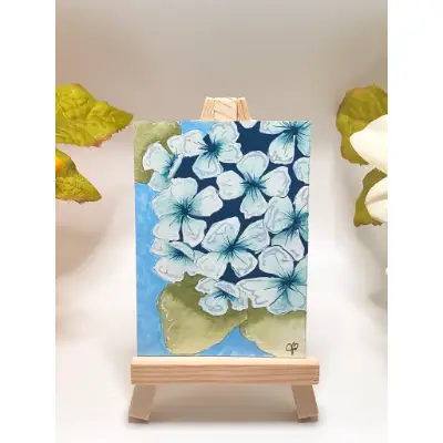 Blue Hydrangea Bliss aceo art card thumbnail 1