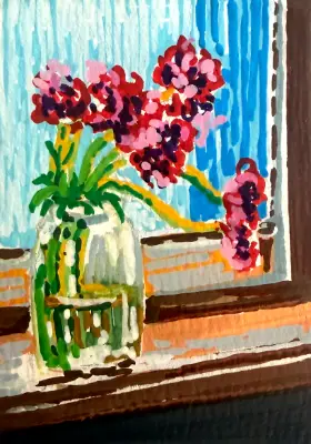 Floral Stillness Series – Seven Original ACEO - painting 2 of 7 - Botanical aceo art card thumbnail 1