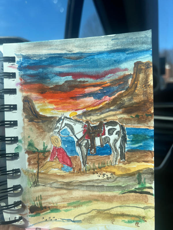 Western Texas sunset aceo art card