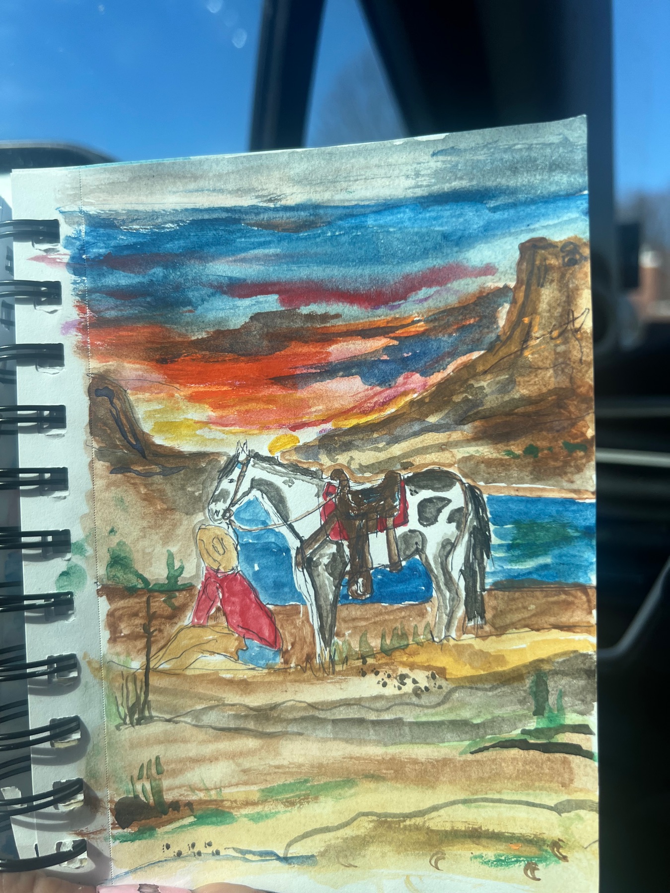 Western Texas sunset aceo art card