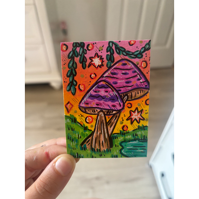Mushroom Fantasy aceo art card thumbnail 3
