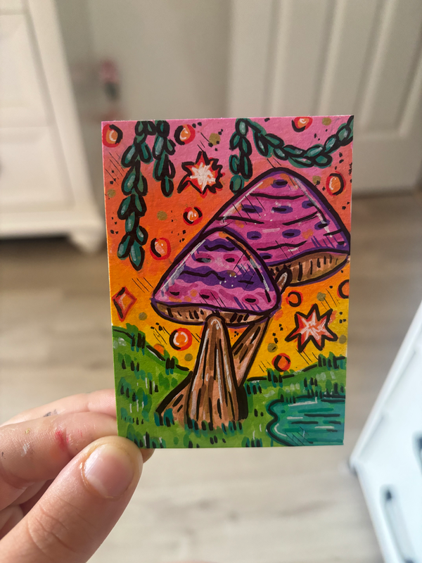 Mushroom Fantasy aceo art card