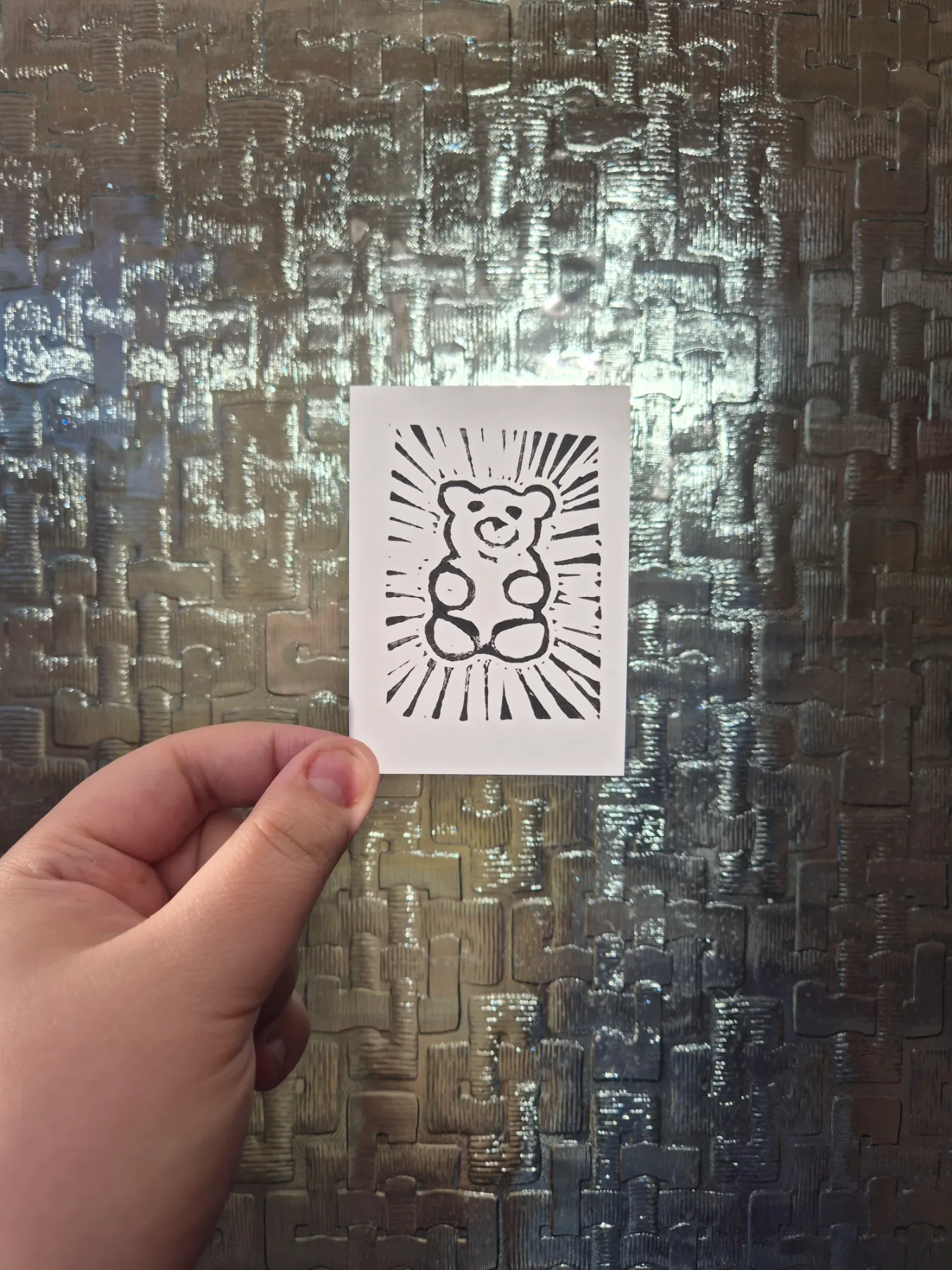 Gummy Bear - Diner Series - Original Linocut Print aceo art card