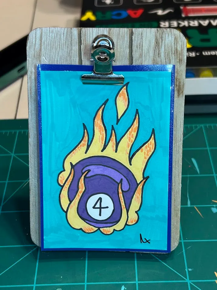 Lucky #4 aceo art card