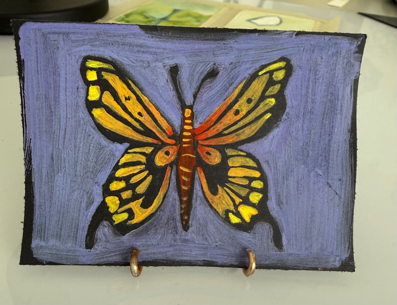 Fire Butterfly aceo art card