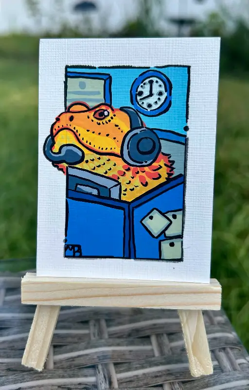 Herps with Jobs: Bearded Dragon aceo art card