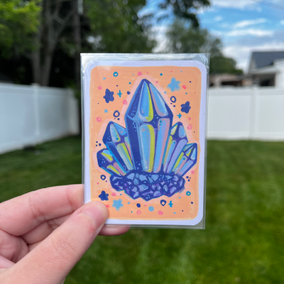 original aceo crystal cluster shards quartz gem aceo art card thumbnail 1