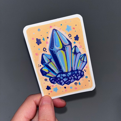 original aceo crystal cluster shards quartz gem aceo art card thumbnail 2