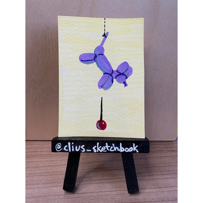 The Pin of Damocles aceo art card thumbnail 2