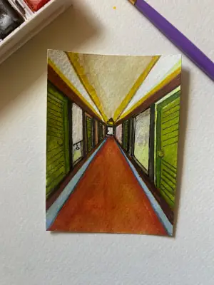 The Long Hallway aceo art card thumbnail 1