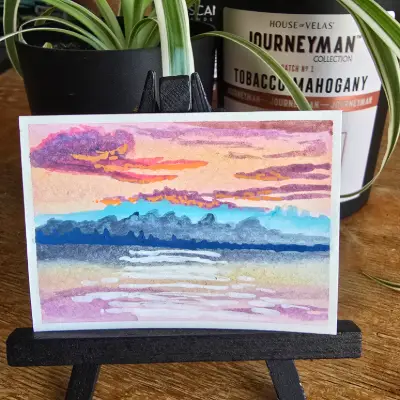 Sunset Reflection aceo art card thumbnail 2