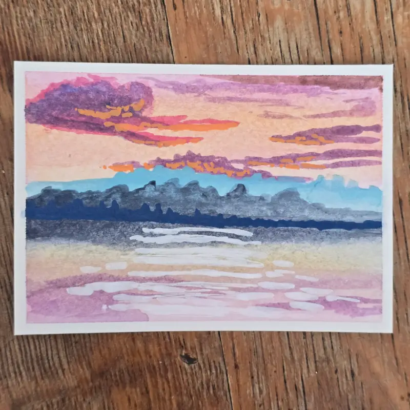 Sunset Reflection aceo art card