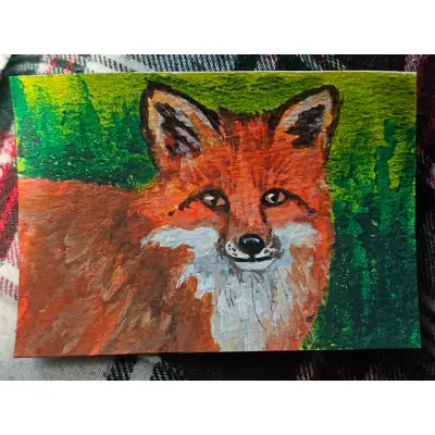 Red Fox aceo art card thumbnail 2