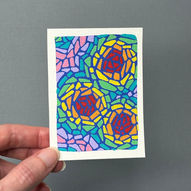 Rainbow Rose Mosaic Bundle aceo art card