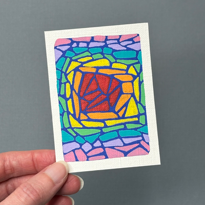 Rainbow Rose Mosaic Bundle aceo art card thumbnail 2