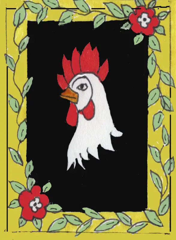 French country rooster aceo art card
