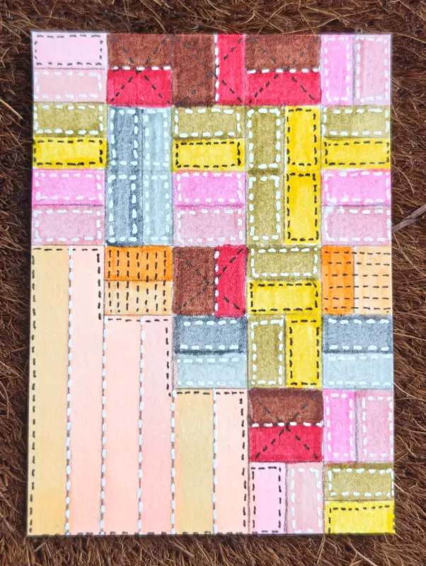 Log Cabin #1 - "Scraps" aceo art card