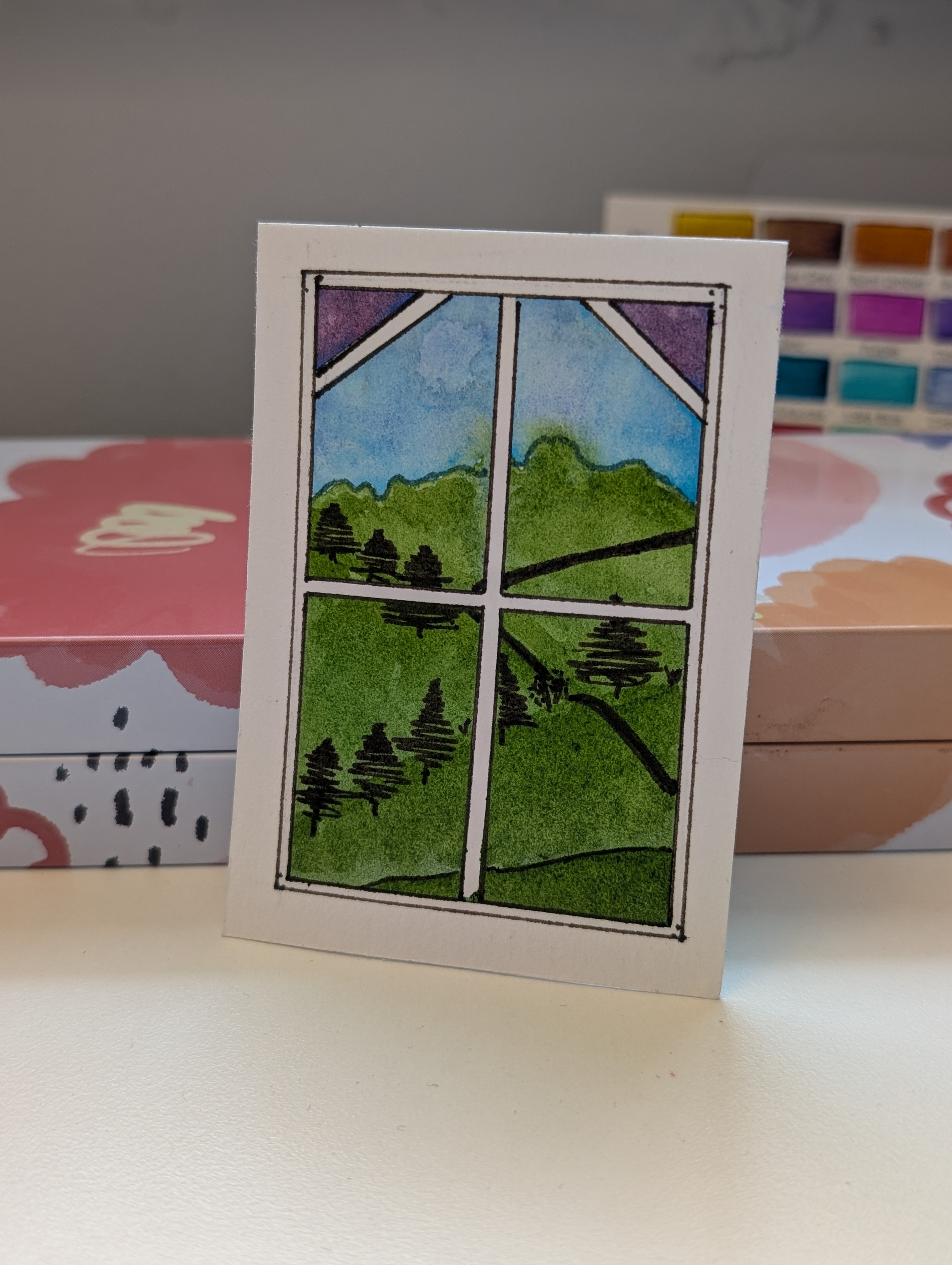 A view out the window aceo art card thumbnail 1