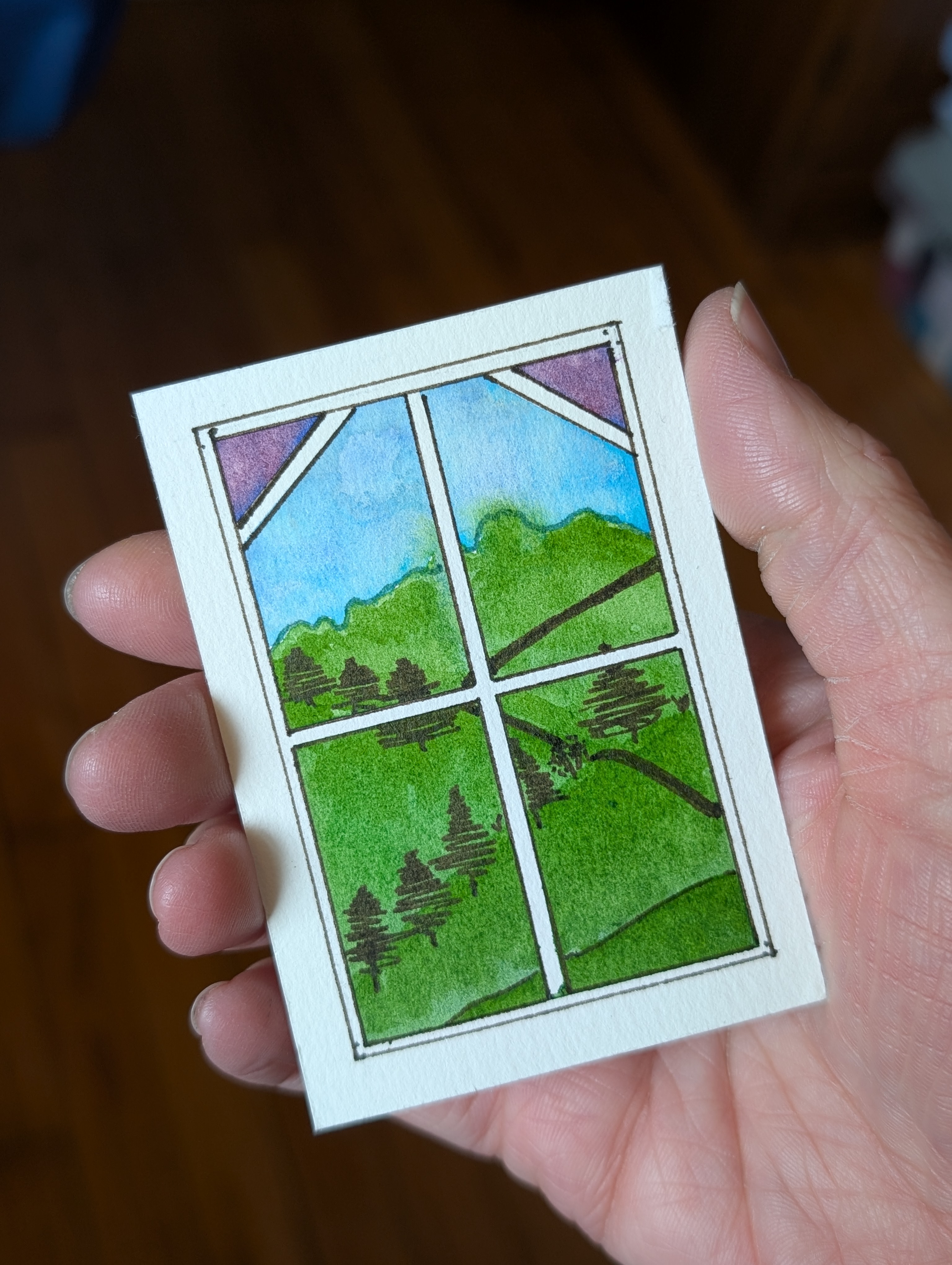 A view out the window aceo art card thumbnail 2
