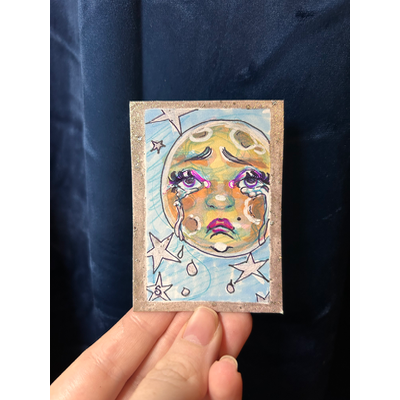 Blue Moon aceo art card thumbnail 2