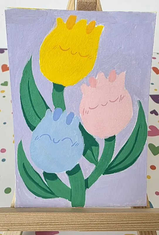One Tulip, Two Tulips, Three Tulips... aceo art card